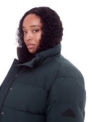 Forillon Plus | Women's Vegan Down (Recycled) Short Quilted Puffer Jacket, Deep Green (Plus Size)