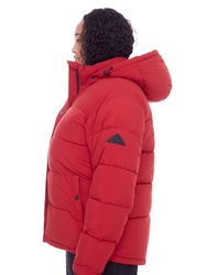 FORILLON PLUS | WOMEN'S VEGAN DOWN (RECYCLED) SHORT QUILTED PUFFER JACKET, DEEP RED (PLUS SIZE)