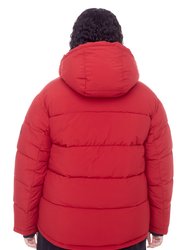 FORILLON PLUS | WOMEN'S VEGAN DOWN (RECYCLED) SHORT QUILTED PUFFER JACKET, DEEP RED (PLUS SIZE)