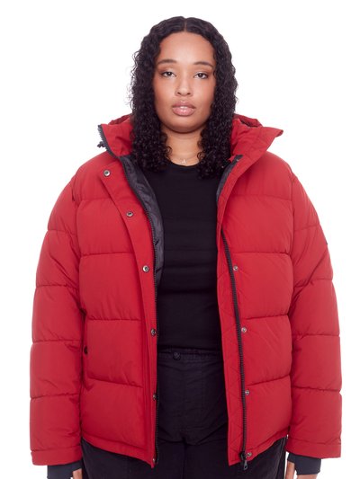 Alpine North FORILLON PLUS | WOMEN'S VEGAN DOWN (RECYCLED) SHORT QUILTED PUFFER JACKET, DEEP RED (PLUS SIZE) product