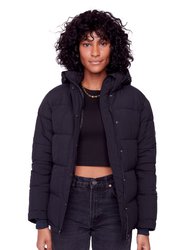 FORILLON | WOMEN'S VEGAN DOWN (RECYCLED) SHORT QUILTED PUFFER JACKET, BLACK - BLACK