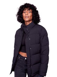 FORILLON | WOMEN'S VEGAN DOWN (RECYCLED) SHORT QUILTED PUFFER JACKET, BLACK