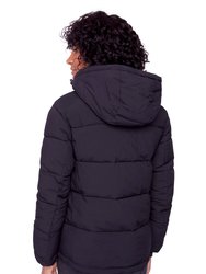 FORILLON | WOMEN'S VEGAN DOWN (RECYCLED) SHORT QUILTED PUFFER JACKET, BLACK