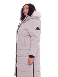 Kluan Plus Women's Vegan Down (Recycled) Ultra Long Length Parka Light Taupe (Plus Size) 