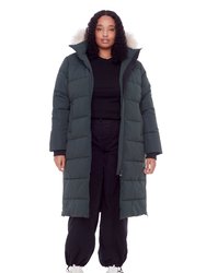 Kluand Plus Women's Vegan Down (Recycled) Ultra Long Length Parka, Forest Green (Plus Size) - Forest Green