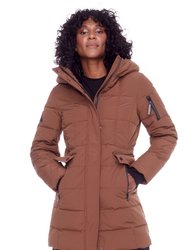 KOOTNEY | WOMEN'S VEGAN DOWN (RECYCLED) MID-LENGTH PARKA, MAPLE - MAPLE