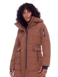 KOOTNEY | WOMEN'S VEGAN DOWN (RECYCLED) MID-LENGTH PARKA, MAPLE