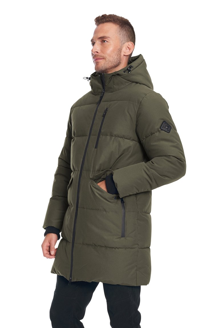 Men's Vegan Down (Recycled) Puffer Coat, Olive