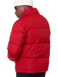 Men's Vegan Down (Recycled) Retro Short Jacket, Deep Red