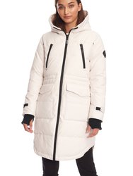 Ukon Women's Vegan Down (Recycled) Drawstring Parka, Cream