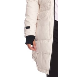 Ukon Women's Vegan Down (Recycled) Drawstring Parka, Cream