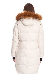 Ukon Women's Vegan Down (Recycled) Drawstring Parka, Cream