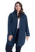 Women's Drawstring Raincoat, Navy/Plus Size
