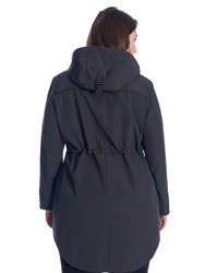 Women's Drawstring Raincoat, Pewter/Plus Size