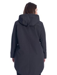 Women's Drawstring Raincoat, Pewter/Plus Size