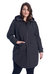 Women's Drawstring Raincoat, Pewter/Plus Size - Pewter
