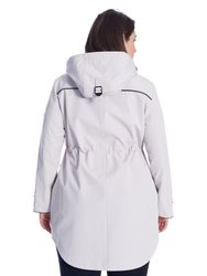 Women's Drawstring Raincoat, Platinum/Plus Size