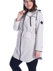 Women's Drawstring Raincoat, Platinum/Plus Size
