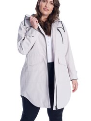 Women's Drawstring Raincoat, Platinum/Plus Size - Platinum