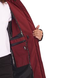 Women's Vegan Down Recycled Drawstring Parka, Oxblood