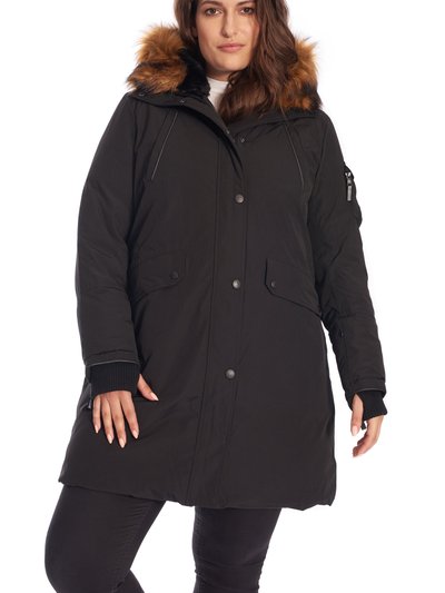 Alpine North Women's Vegan Down Recycled Long Parka, Black/Plus Size product