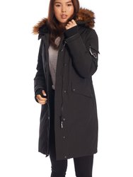 Women's Vegan Down Recycled Long Parka, Black - Black