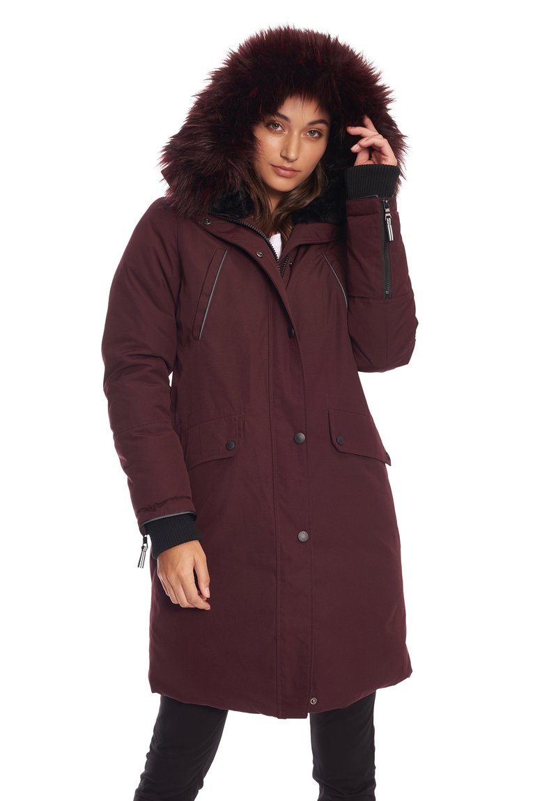 Women's Vegan Down Recycled Long Parka, Grape