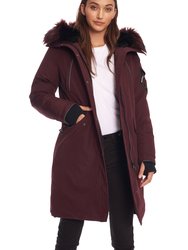 Women's Vegan Down Recycled Long Parka, Grape - Grape