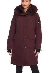 Women's Vegan Down Recycled Long Parka, Grape