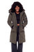 Women's Vegan Down Recycled Long Parka, Olive - Olive