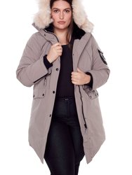 Women's Vegan Down Recycled Long Parka, Plus Size - Taupe - Taupe