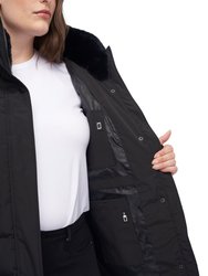 Women's Vegan Down Recycled Mid-Length Parka, Plus Size - Black