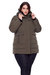Women's Vegan Down Recycled Mid-Length Parka, Plus Size - Olive - Olive