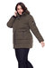 Women's Vegan Down Recycled Mid-Length Parka, Plus Size - Olive