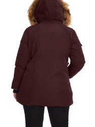 Women's Vegan Down Recycled Parka, Grape - Plus Size