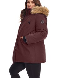 Women's Vegan Down Recycled Parka, Grape - Plus Size