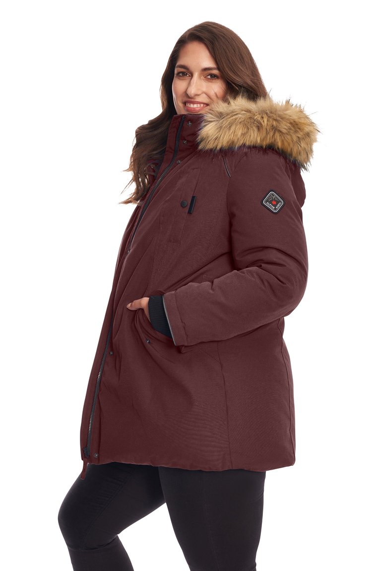 Women's Vegan Down Recycled Parka, Grape - Plus Size