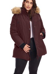 Women's Vegan Down Recycled Parka, Grape - Plus Size - Grape