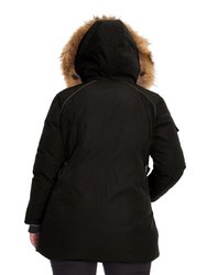 Women's Vegan Down Recycled Parka, Plus Size - Black