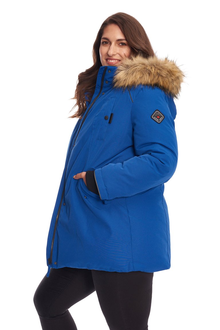 Women's Vegan Down Recycled Parka, Plus Size - Cobalt