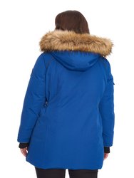 Women's Vegan Down Recycled Parka, Plus Size - Cobalt