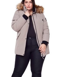 Women's Vegan Down Recycled Parka, Taupe - Plus Size - Taupe