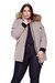 Women's Vegan Down Recycled Parka, Taupe - Plus Size - Taupe