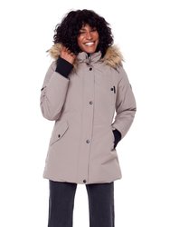 Women's Vegan Down Recycled Parka, Taupe