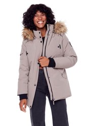 Women's Vegan Down Recycled Parka, Taupe - Taupe