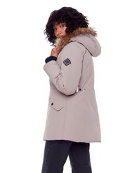 Women's Vegan Down Recycled Parka, Taupe