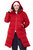 Women's Vegan Down (Recycled) Ultra Long Length Parka, Deep Red - Plus Size - Red
