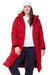Women's Vegan Down (Recycled) Ultra Long Length Parka, Deep Red - Plus Size