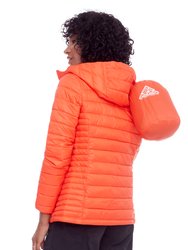 YOHO LADIES' | WOMEN'S VEGAN DOWN (RECYCLED) LIGHTWEIGHT PACKABLE PUFFER, TANGERINE