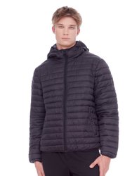 Yoho Men's | Men's Vegan Down (Recycled) Lightweight Packable Puffer, Black